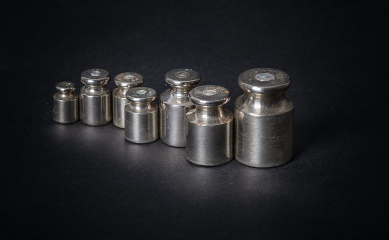 a set of small metal weights